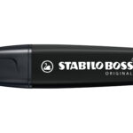Marqueur stabilo boss original marker encre base    eau pointe biseautee largeur  trace 2/5mm coloris noir