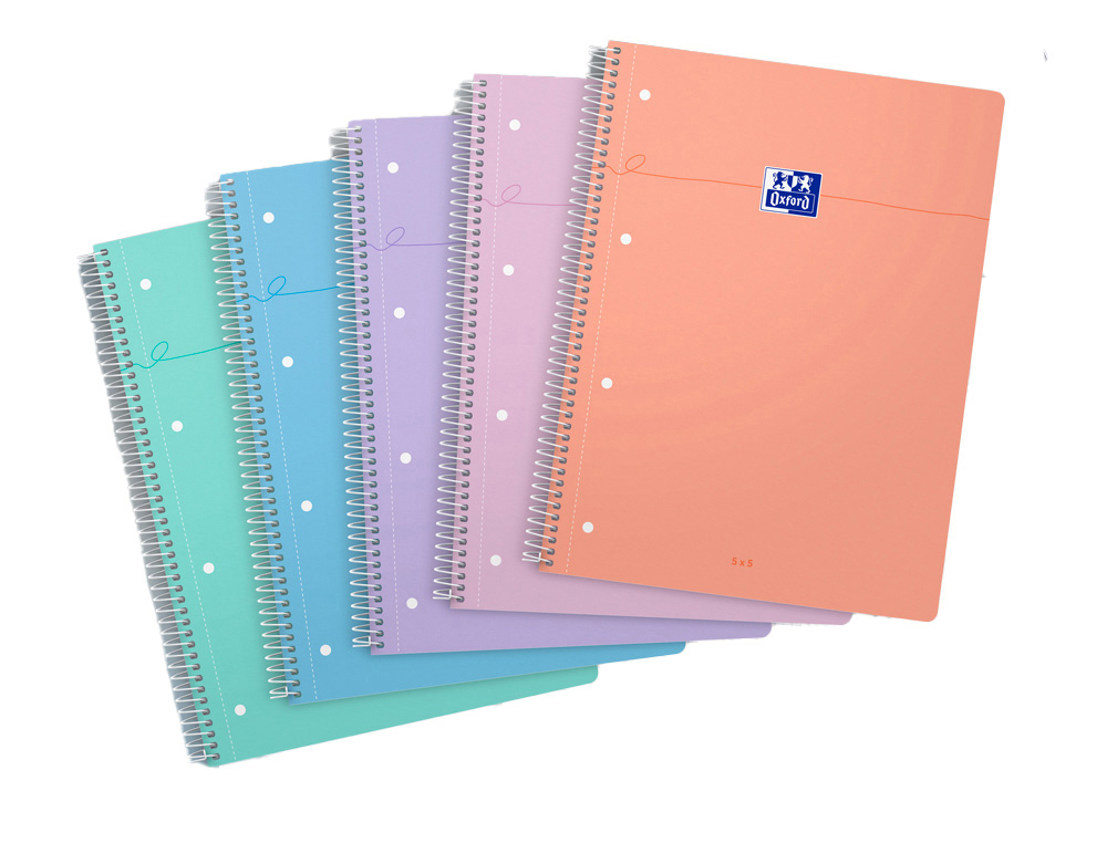 606762g-1.jpg Cahier oxford smart spirale et 4 trous 230x297 160p optik paper q5x5 coloris pastel assortis – Image 1