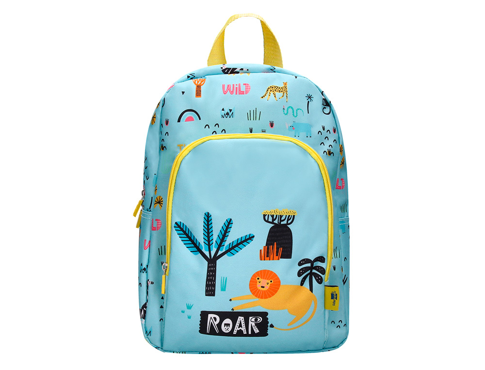 610104g-1.jpg Sac a dos liderpapel baby safari motif lion 330x100x250mm coloris bleu pastel – Image 1