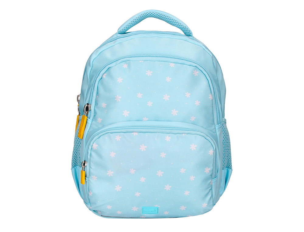610107g-1.jpg Sac a dos liderpapel scolaire fleurs 350x110x270mm coloris bleu ciel – Image 1