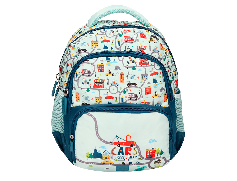 610109g-1.jpg Sac a dos liderpapel scolaire voiture 350x110x270mm coloris vert d'eau – Image 1