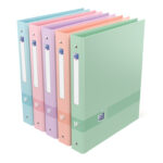 Classeur oxford color life a4+ dos 40mm 4 anneaux ronds  coloris pastel assortis