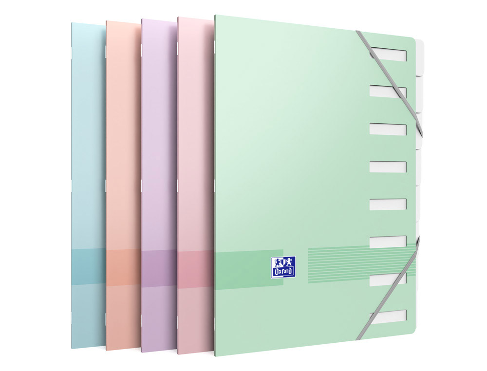 610817g-1.jpg Trieur oxford agrafe color life a4 8 positions coloris pastel assortis – Image 1