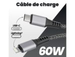 Cable t'nb premium usb-c/lightning 1,5m nylon    rpet connecteur metal coloris noir – Image 4