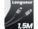 Cable t'nb premium usb-c/lightning 1,5m nylon    rpet connecteur metal coloris noir – Image 6