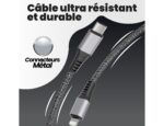 Cable t'nb premium usb-c/lightning 1,5m nylon    rpet connecteur metal coloris noir – Image 8