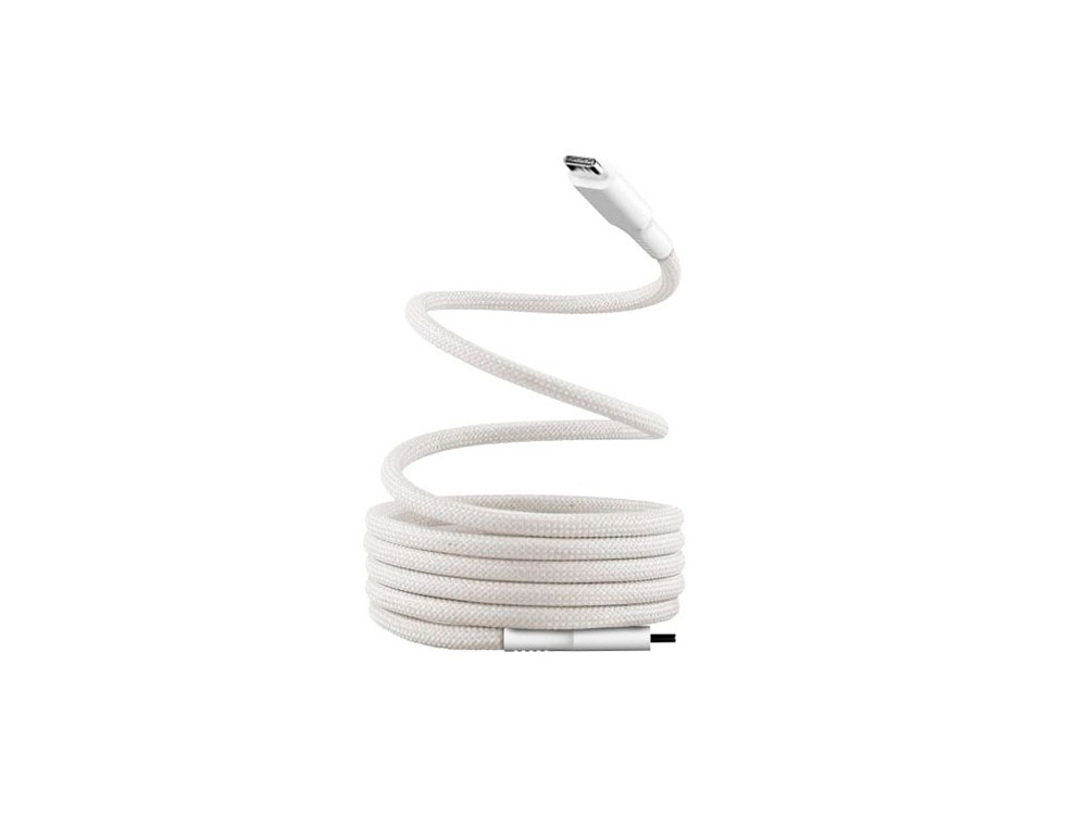 610850g-1.jpg Cable t'nb usb-c/usb-c 1,5m gaine aimantee coloris blanc – Image 1
