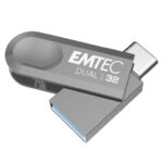 Cle usb emtec 3.2 type-c dual d280 32gb vitesse lecture     80mbs coloris gris