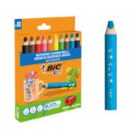Crayon couleur bic kids multi-surfaces corps          triangulaire mine effacable   coloris assortis pack 10 uni