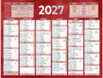 Calendrier classique bouchut 2027 6 mois recto/verso       135x175mm coloris rouge – Image 2