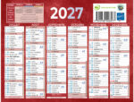 Calendrier classique bouchut 2027 6 mois recto/verso       135x175mm coloris rouge