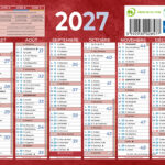 Calendrier classique bouchut 2027 6 mois recto/verso       135x175mm coloris rouge