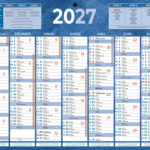 Calendrier classique bouchut 2027 7 mois recto/verso 1     trou 210x265mm coloris bleu