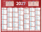 Calendrier classique bouchut 2027 7 mois recto/verso 1     trou 210x265mm coloris rouge
