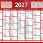 Calendrier classique bouchut 2027 7 mois recto/verso 1     trou 210x265mm coloris rouge