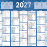 Calendrier classique bouchut 2027 7 mois recto/verso 1     oeillet 320x420mm coloris     bleu