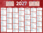 Calendrier classique bouchut 2027 7 mois recto/verso 1     oeillet 320x420mm coloris     rouge