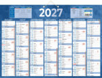 Calendrier classique bouchut 2027 7 mois recto/verso 2     oeillets et 1 cordonnet       385x540mm coloris bleu – Image 2