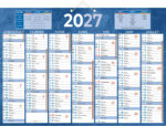 Calendrier classique bouchut 2027 7 mois recto/verso 2     oeillets et 1 cordonnet       385x540mm coloris bleu