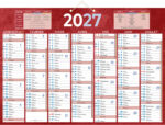 Calendrier classique bouchut 2027 7 mois recto/verso 2     oeillets et 1 cordonnet       385x540mm coloris rouge – Image 2