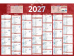 Calendrier classique bouchut 2027 7 mois recto/verso 2     oeillets et 1 cordonnet       385x540mm coloris rouge