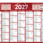 Calendrier classique bouchut 2027 7 mois recto/verso 2     oeillets et 1 cordonnet       385x540mm coloris rouge