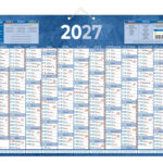 Calendrier classique bouchut 2027 13 mois sur une face 2   oeillets et 1 cordonnet       430x650mm coloris bleu