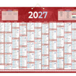 Calendrier classique bouchut 2027 13 mois sur une face 2   oeillets et 1 cordonnet       430x650mm coloris rouge