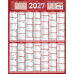 Calendrier classique bouchut 2027 14 mois sur une face 1   oeillet 550x430mm coloris     rouge