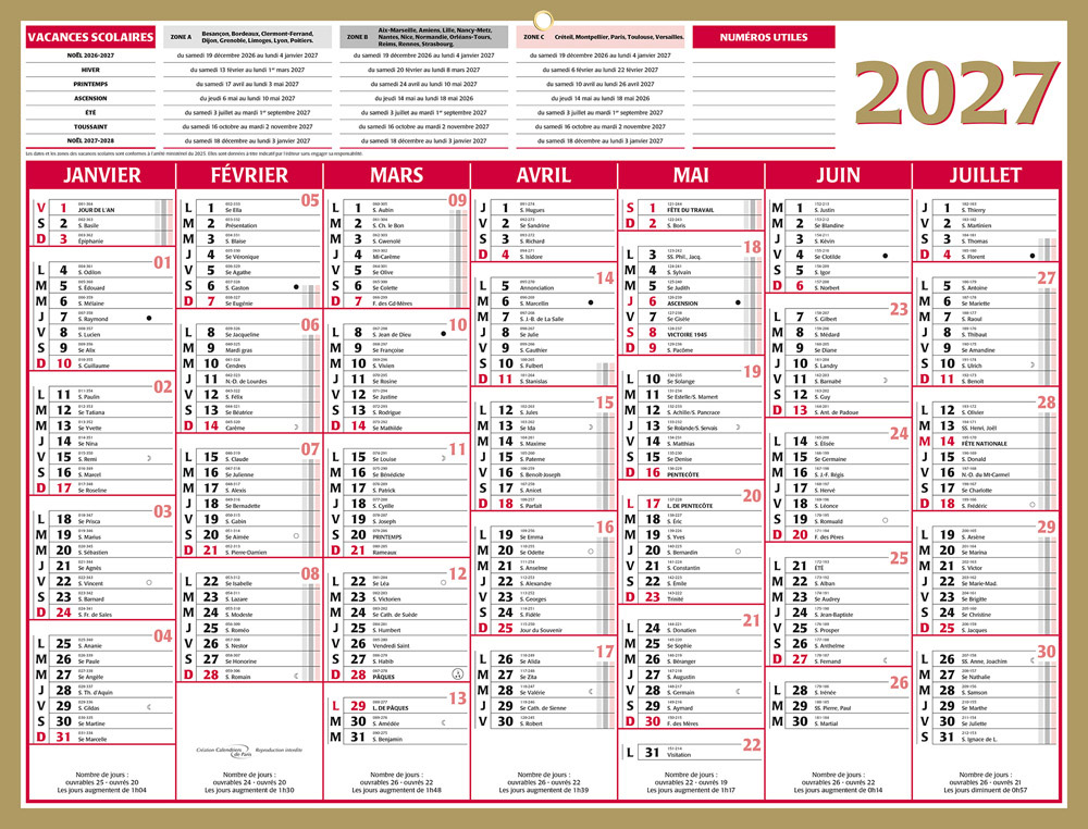 611358g-1.jpg Calendrier bancaire bouchut 2027 medior 7 mois recto/verso 320x420mm – Image 1