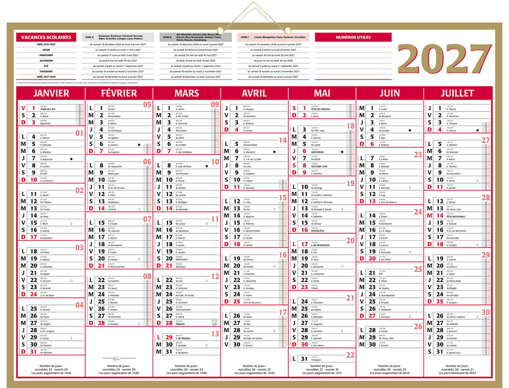 611359g-1.jpg Calendrier bancaire bouchut 2027 quarantor 7 mois recto/verso 405x550mm – Image 1