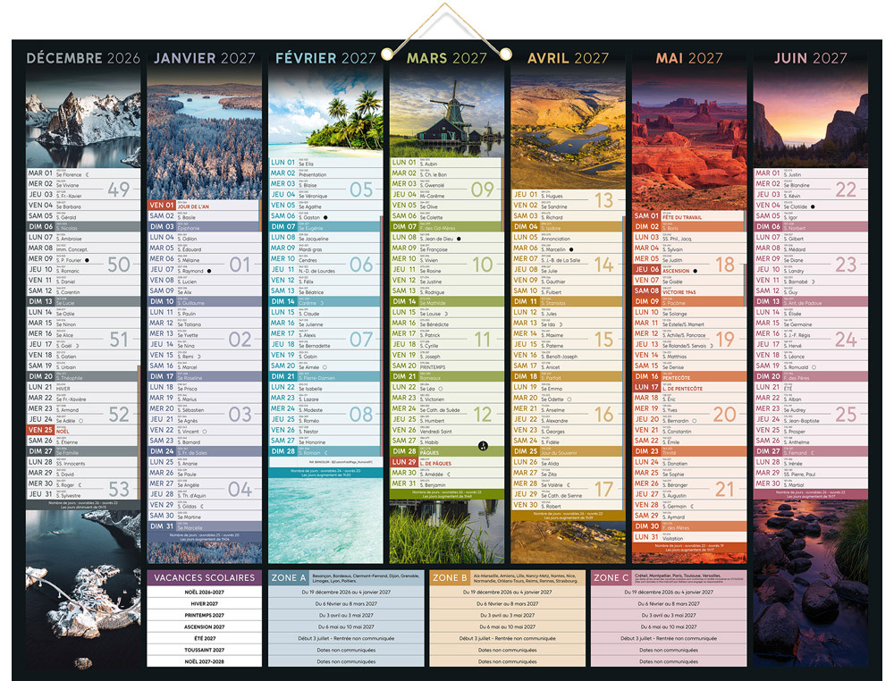 611375g-1.jpg Calendrier bancaire bouchut 2027 bancolor 7 mois recto/verso 2 oeillets et 1 cordonnet 405x550mm – Image 1