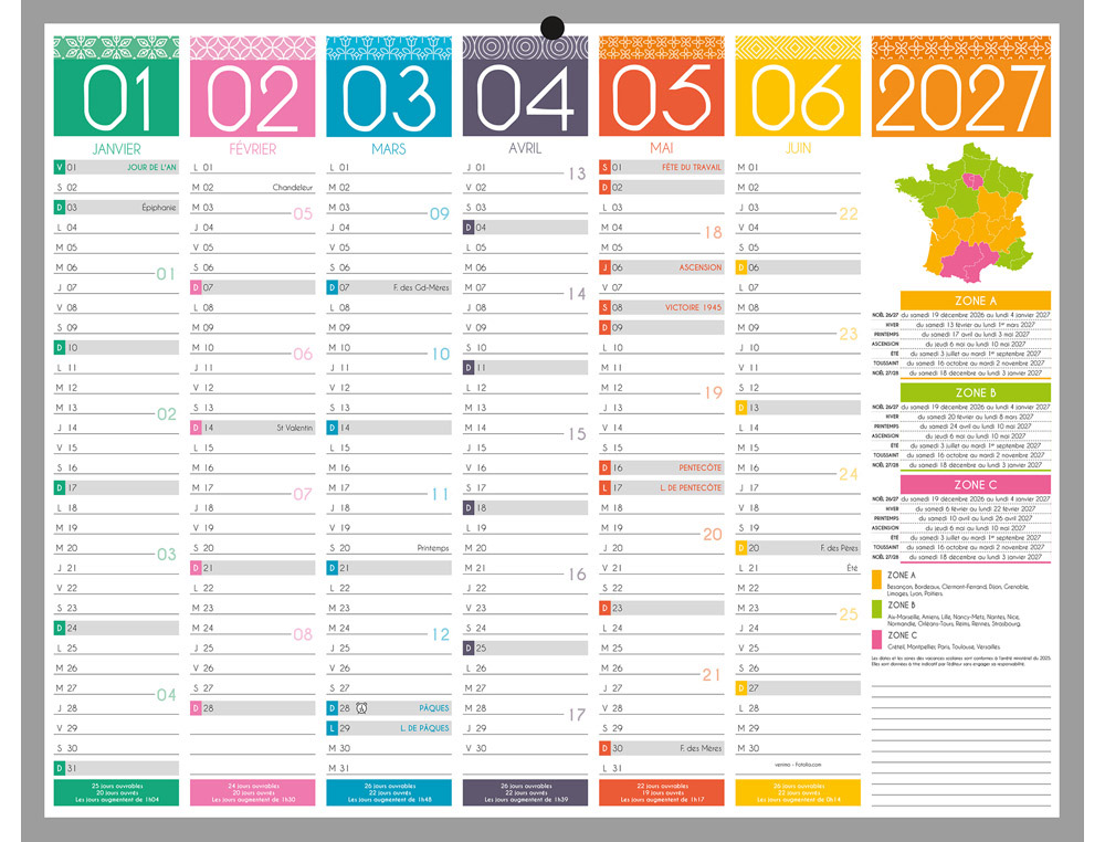 611380g-1.jpg Calendrier bancaire bouchut 2027 tendance mini 6 mois recto/verso 1 trou 210x265mm – Image 1
