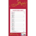 Bloc mensuel 409 bouchut 2027 1 oeillet 190x360mm coloris   rouge