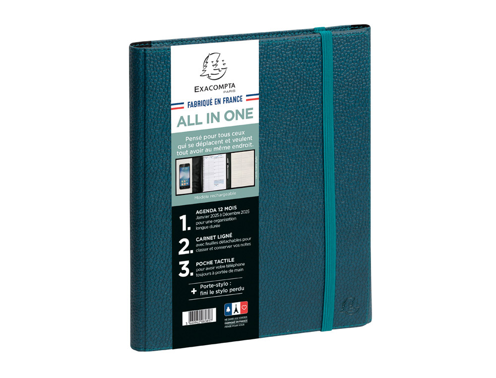 611450g-1.jpg Agenda exacompta all in one horizons 20s visuel spirale sesame janv a dec 1 semaine/2 pages 15x21cm coloris bleu canard – Image 1