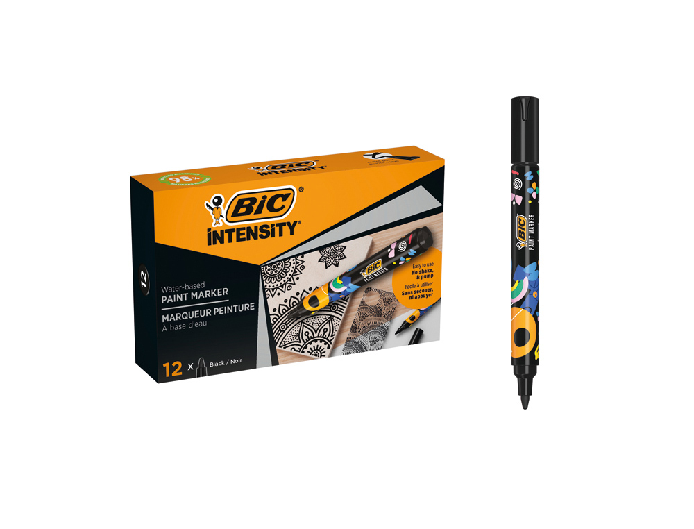 611516g-1.jpg Marqueur peinture bic intensity pointe ogive moyenne coloris noir – Image 1