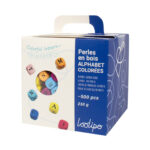 Perle bois sodertex alphabet 1x1cm coloris assortis boite  500 unites