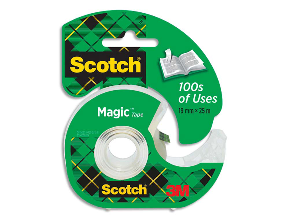 Dévidoir scotch magic transparent rechargeable + 1 ruban adhésif 19mmx25m