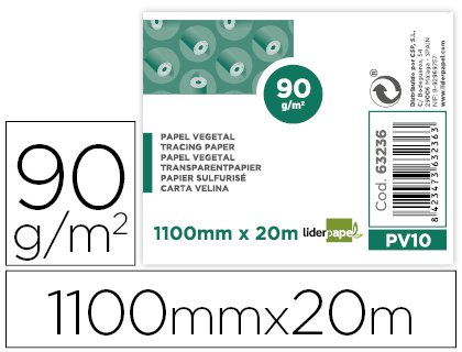 Papier calque liderpapel 110cmx20m 90g rouleau