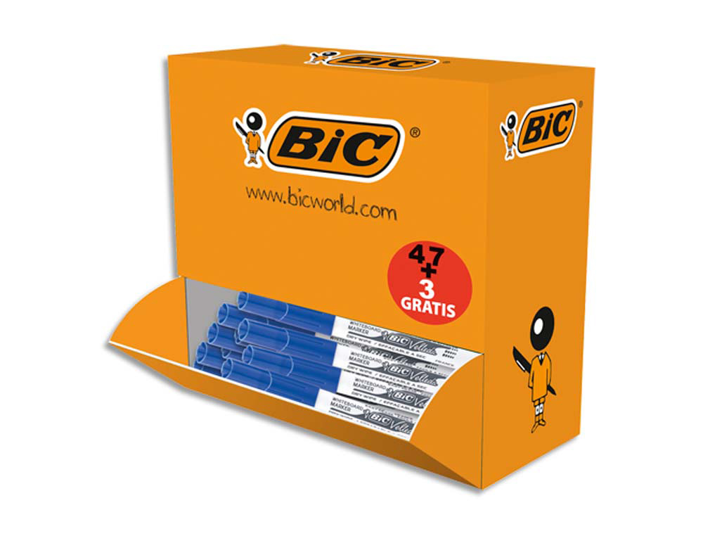 Marqueur bic velleda 1741 effaçable pointe ogive moyenne couleur bleu pack de 47 + 3 offerts