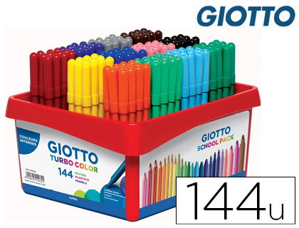 Feutre coloriage giotto turbo color ultra longue durée pointe bloquée polyester indéformable 12 coloris 144 unités