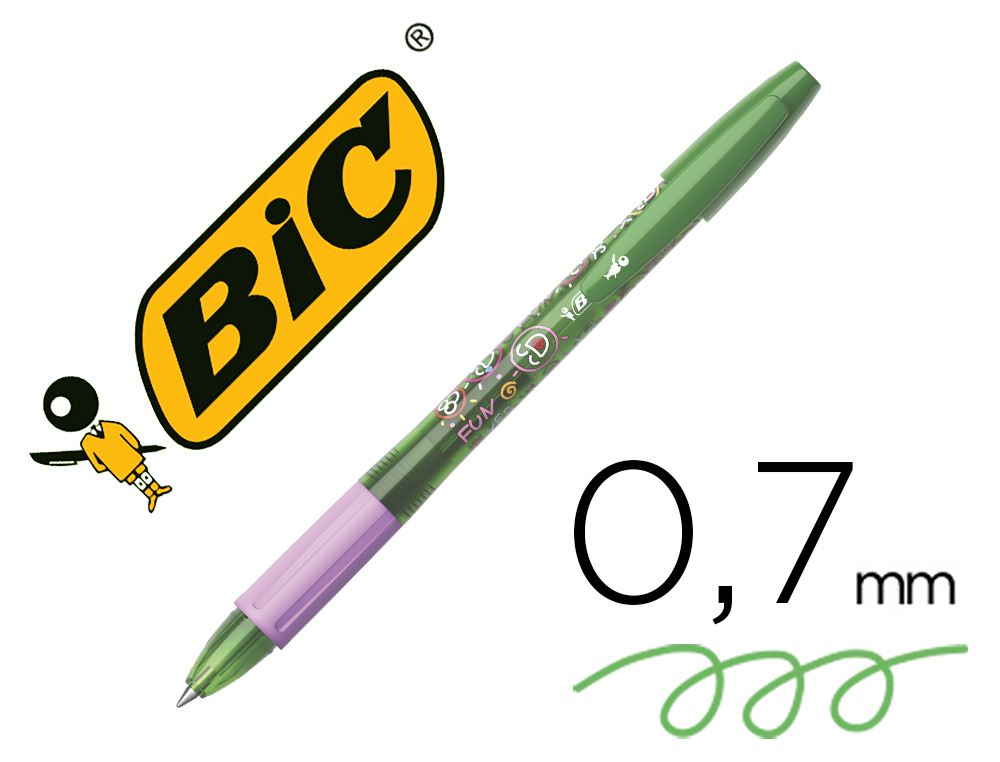 Stylo-bille bic gelocity illusion pointe moyenne 0.7mm encre gel effaçable et rechargeable coloris vert