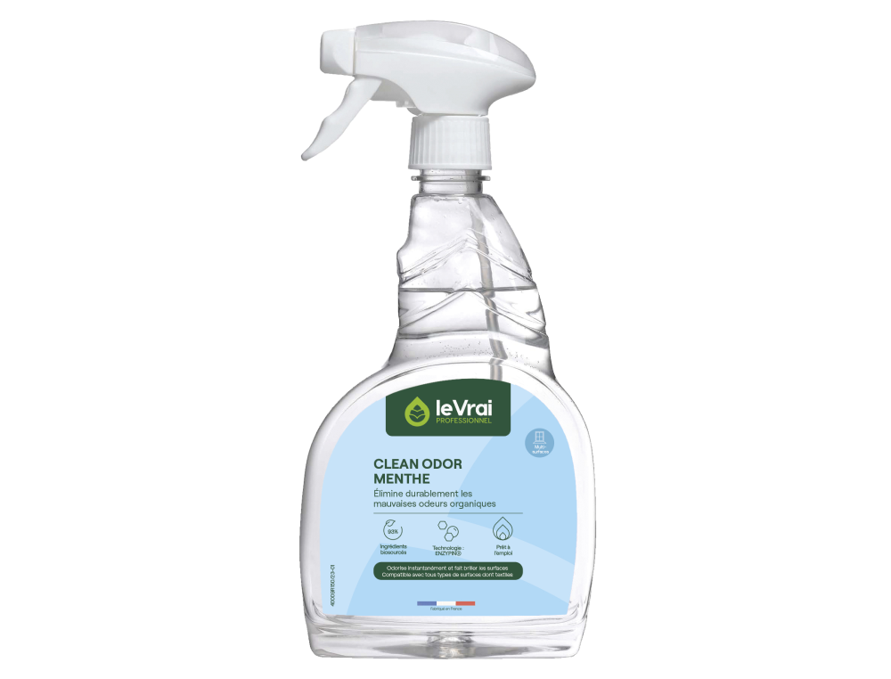 Desodorisant enzymatique cleanodor elimine mauvaises odeurs parfum menthe spray 750ml