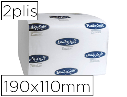 Papier hygienique bulkysoft pure ouate blanche ecolabel 2 plis feuille 190x110mm 36     paquets 250 unites