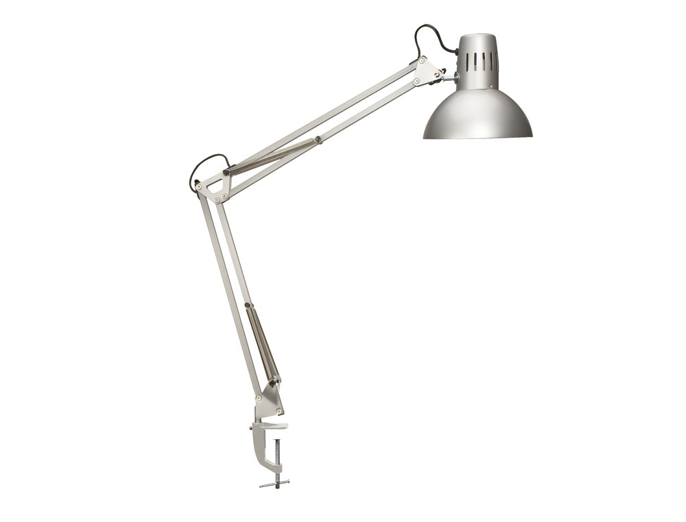 Luminaire bureau maulstudy surpince tete et bras metal      hauteur 44cm bras 35cm tete   diam. 17cm coloris gris