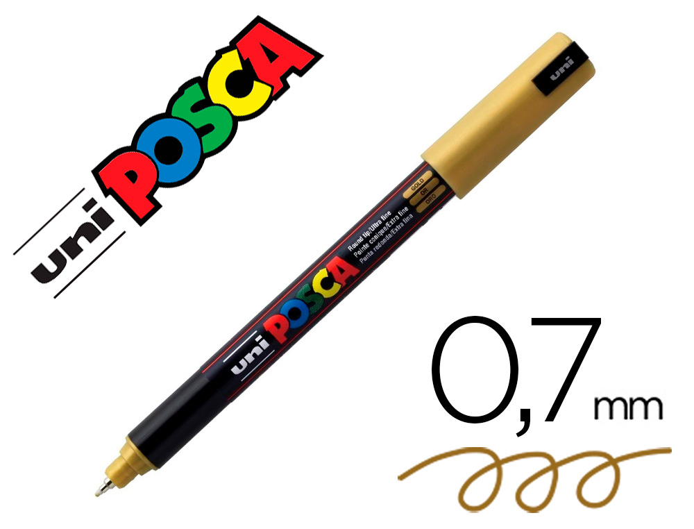 Marqueur posca pc1mr or base eau pointe calibrée extra fine 0,7mm sans                    odeurs/alcool/solvant tous