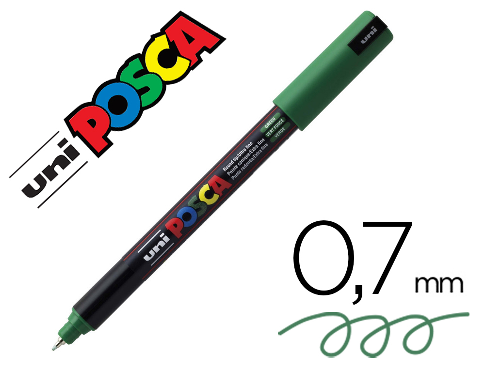 Marqueur posca pc1mr base eau pointe calibree extra fine    0,7mm vert foncée       sans/ odeurs/alcool/solvant tous