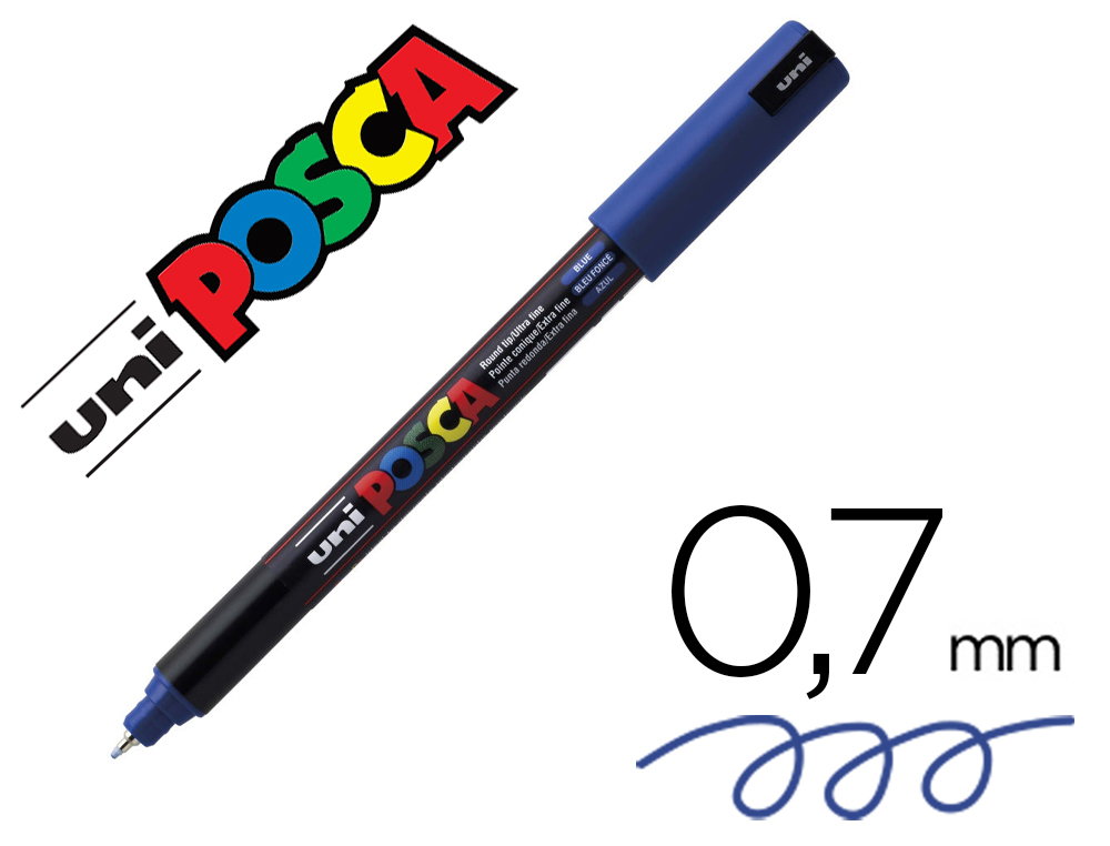 Marqueur posca pc1mr bleu f base eau pointe calibrée extra fine 0.7mm sans                odeurs/alcool/solvant tous