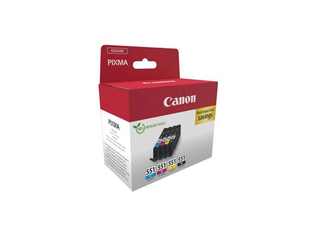 Cartouche d'encre original canon pgi-551 349 p noir/cyan/magenta/jaune pack 4 couleur