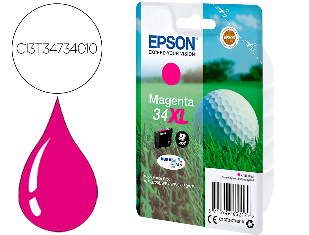 Cartouche d'encre original epson 34xl 950 p magenta